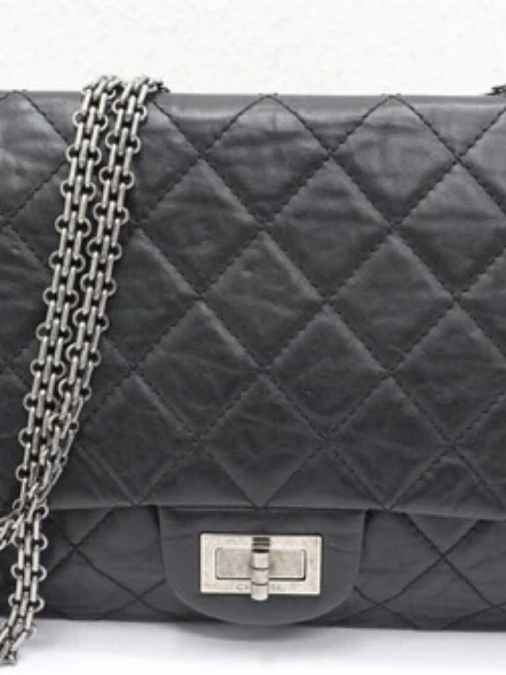 CHANEL Aged Calfskin Quilted 2.55 Reissue Flap Black